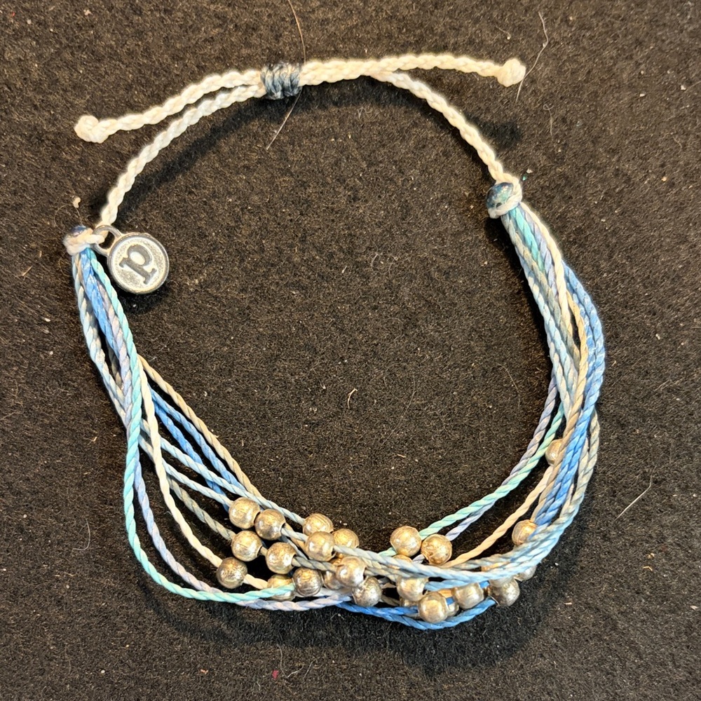 Pura Vida Blue and Cream Multistrand Beaded Bracelet